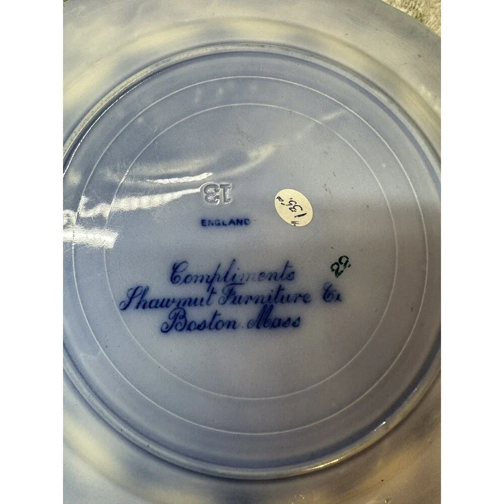 Staffordshire Flow Blue Plate, CHAIN OF STATES, Martha Washington